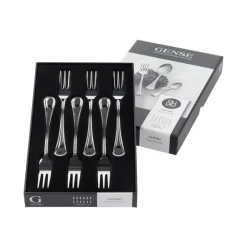 Gense Cubiertos De Postre<6 Tenedors para tarta Oxford, acero inoxidable Plateado