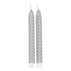 Scandi Essentials 2 Velas LED Twisted 25 cm, Gris New