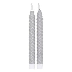 Scandi Essentials 2 Velas LED Twisted 25 cm, Gris New