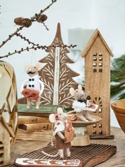 Bloomingville Adorno navideño Peo lana 3 piezas, Natural Beige