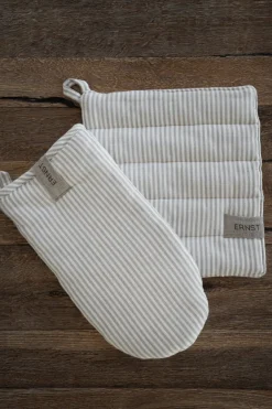 ERNST Agarradera a rayas 23x25 cm, Beige-blanco a rayas BeigeBlanco Discount