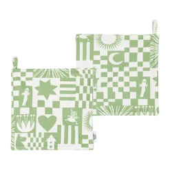 Moomin Arabia Agarraderas Moomin Party 22x22 cm 2-pack, Verde Multi Clearance