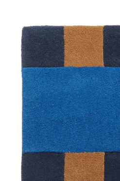 Scandi Living Alfombra de lana Aisles, Azul, 170x240 cm AzulMarrón Sale