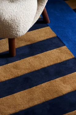 Scandi Living Alfombra de lana Aisles, Azul, 170x240 cm AzulMarrón Sale