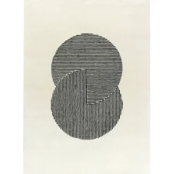 NJRD Alfombra de lana Circles blanco natural, 200x300 cm NegroBlanco Best