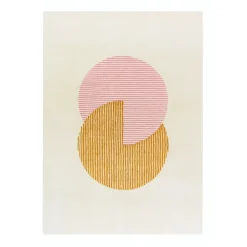 NJRD Alfombra de lana Circles rosa, 170x240 cm Multi Hot