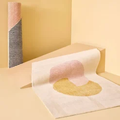 NJRD Alfombra de lana Circles rosa, 170x240 cm Multi Hot