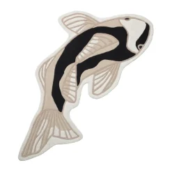 Broste Copenhagen Alfombra Koi 97x130 cm, Black-beige Negro