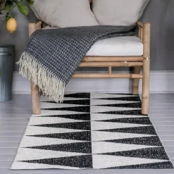 Scandi Living Alfombra plástico Rime, negro, 70 x 200 cm NegroBlanco New