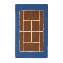 OYOY Alfombras Infantiles|Alfombras Infantiles<Alfombra Tennis, Caramel-Optic blue, 88x150 cm AzulMarrón