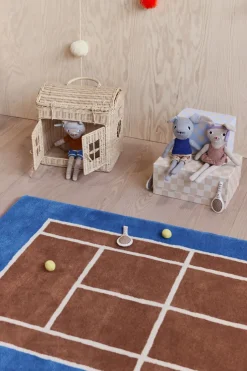 OYOY Alfombras Infantiles|Alfombras Infantiles<Alfombra Tennis, Caramel-Optic blue, 88x150 cm AzulMarrón