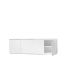 A2 Aparador Beam, Lacado , base blanca, panel superior en mármol carrara Blanco Sale