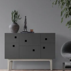 Zweed Aparador Peep C2, Slate grey, roble pigmentado blanco Gris Hot