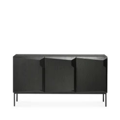 Ethnicraft Aparador Stairs 3 puertas, Roble tintado 150x80x46 cm Negro Clearance