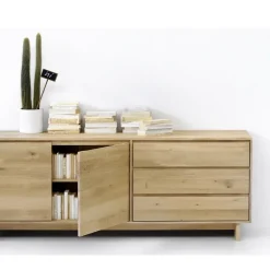 Ethnicraft Aparador Wave, Roble aceitado 2 puertas 3 cajones Beige Online