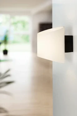 Herstal Aplique de pared oval Evoke, Antracita-vidrio opalino Negro