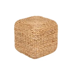 Dixie Asiento puf Lily, Natural, jacinto de agua, cuadrado Beige