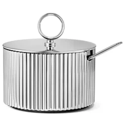 Georg Jensen Azucarero con cuchara Bernadotte, acero inoxidable Plateado New