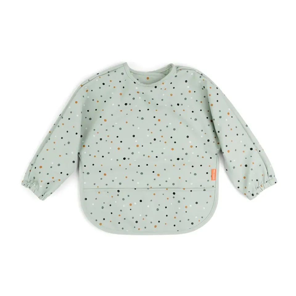 Done by deer Babero con mangas Happy Dots, Green Verde Hot