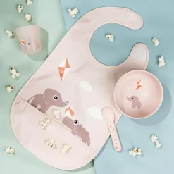 Done by deer Baberos<Babero con velcro Playground, Powder Beige