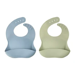 Scandi Living Baberos<Babero de silicona Silly, 2-pack, Green-blue MarrónAzul