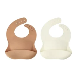Scandi Living Babero de silicona Silly, 2-pack, Vanilla-hazel BlancoMarrón Sale