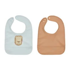 OYOY Baberos<Babero Lobo Lion 2 piezas, Caramel-ice Blue AzulBeige