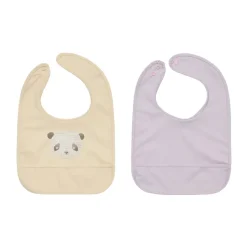 OYOY Babero panda Lun Lun 2 piezas, Vanilla-lavender BeigePúrpura Discount