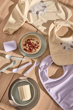 OYOY Babero panda Lun Lun 2 piezas, Vanilla-lavender BeigePúrpura Discount