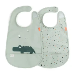 Done by deer Baberos<Baberos con velcro Croco 2-pack, Green Verde