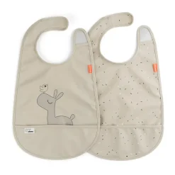 Done by deer Baberos<Baberos con velcro Lalee 2-pack, Sand Beige