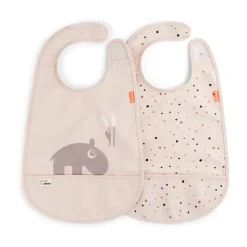 Done by deer Baberos con velcro Ozzo 2-pack, Powder Beige Hot
