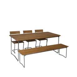 Grythyttan Stålmöbler Sofás De Jardín Y Bancos De Jardín|Sofás De Jardín Y Bancos De Jardín<Banco 9, Roble aceitado-170 cm-galvanizado en caliente Beige