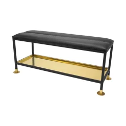 Scherlin Banco con zapatero 11, /latón, cojín para silla cuero Negro Online