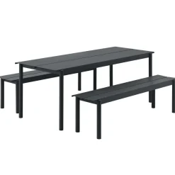 Muuto Banco de acero Linear steel bench 170 cm, Black Negro
