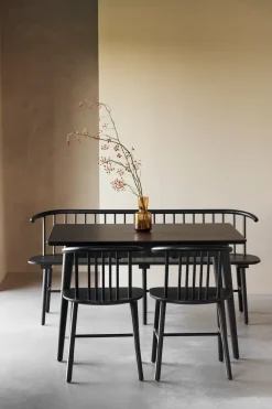 NJRD Sofás<Banco de comedor VIOR, Roble lacado en negro Beige