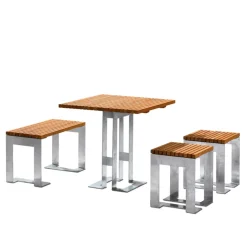 SMD Design Banco Paus, Roble, soporte galvanizado Beige