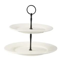 Dorre Bandejas Y Fuentes De Servir<Bandeja de pasteles Kafi de 2 niveles de porcelana, Blanco
