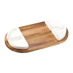 Dorre Bandejas<Bandeja de servir y cuencos Sevyn, 5 piezas, Acacia-porcelana blanca MarrónBlanco