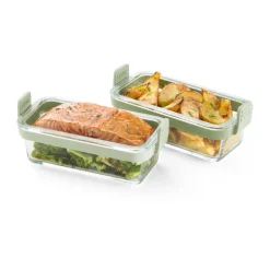 Lékué Bandeja de vidrio rectangular para Air fryer , pack de 2, Transparente Sale