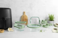 Lékué Bandeja de vidrio rectangular para Air fryer , pack de 2, Transparente Sale