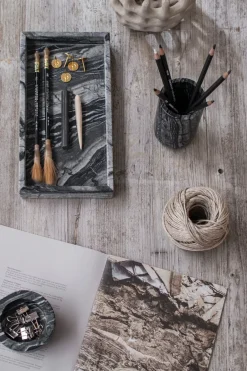Mette Ditmer Bandeja decorativa Marble 16x31 cm, Negro-gris GrisNegro Sale