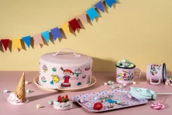 Muurla Bandeja para pasteles con cúpula Pippi, Cumpleaños Rosa Discount