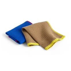 HAY Bayetas Y Cepillos Limpiavajilla<Bayeta de cocina Canteen 31x31 cm 2 unidades, Blue/fuchsia-Beige/yellow AzulMarrón