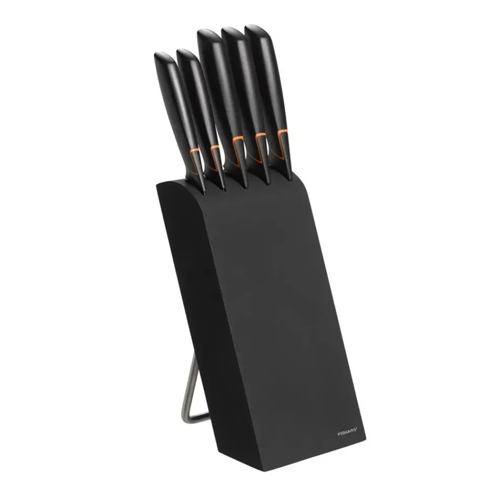 Fiskars Bloque con 5 cuchillos Edge, Negro New