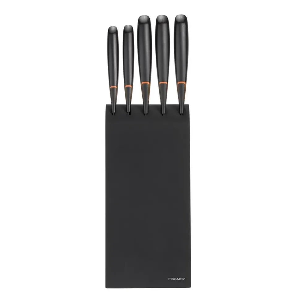 Fiskars Bloque con 5 cuchillos Edge, Negro New