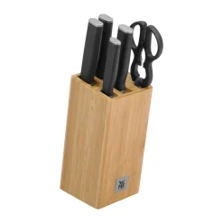 WMF Bloque de cuchillos con 4 cuchillos y tijeras Kineo, Acero inoxidable MarrónNegroGris Clearance