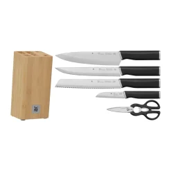 WMF Bloque de cuchillos con 4 cuchillos y tijeras Kineo, Acero inoxidable MarrónNegroGris Clearance