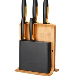 Fiskars Juegos De Cuchillos De Cocina<Bloque de cuchillos en bambú con 5 cuchillos Functional Form, 6 piezas MarrónNegro