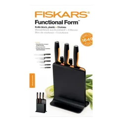 Fiskars Bloque de cuchillos en plástico con 5 cuchillos Functional Form, 6 piezas Negro